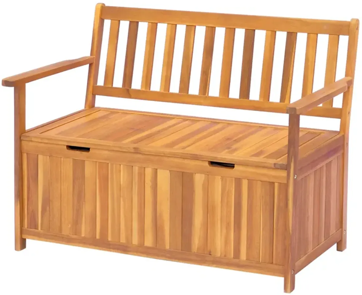 Multipurpose Outdoor Chest: 41 Gallon Teak Deck Box with PE Lining