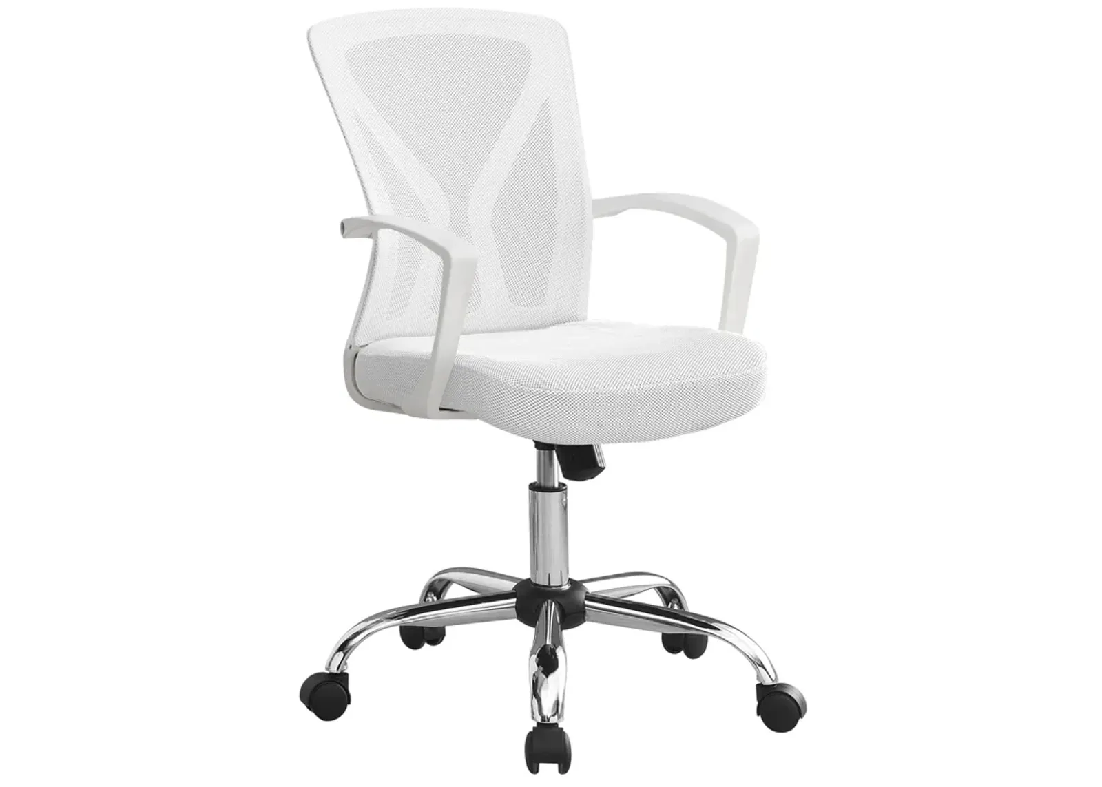 Monarch Specialties I 7462 Office Chair, Adjustable Height, Swivel, Ergonomic, Armrests, Computer Desk, Work, Metal, Fabric, White, Chrome, Contemporary, Modern