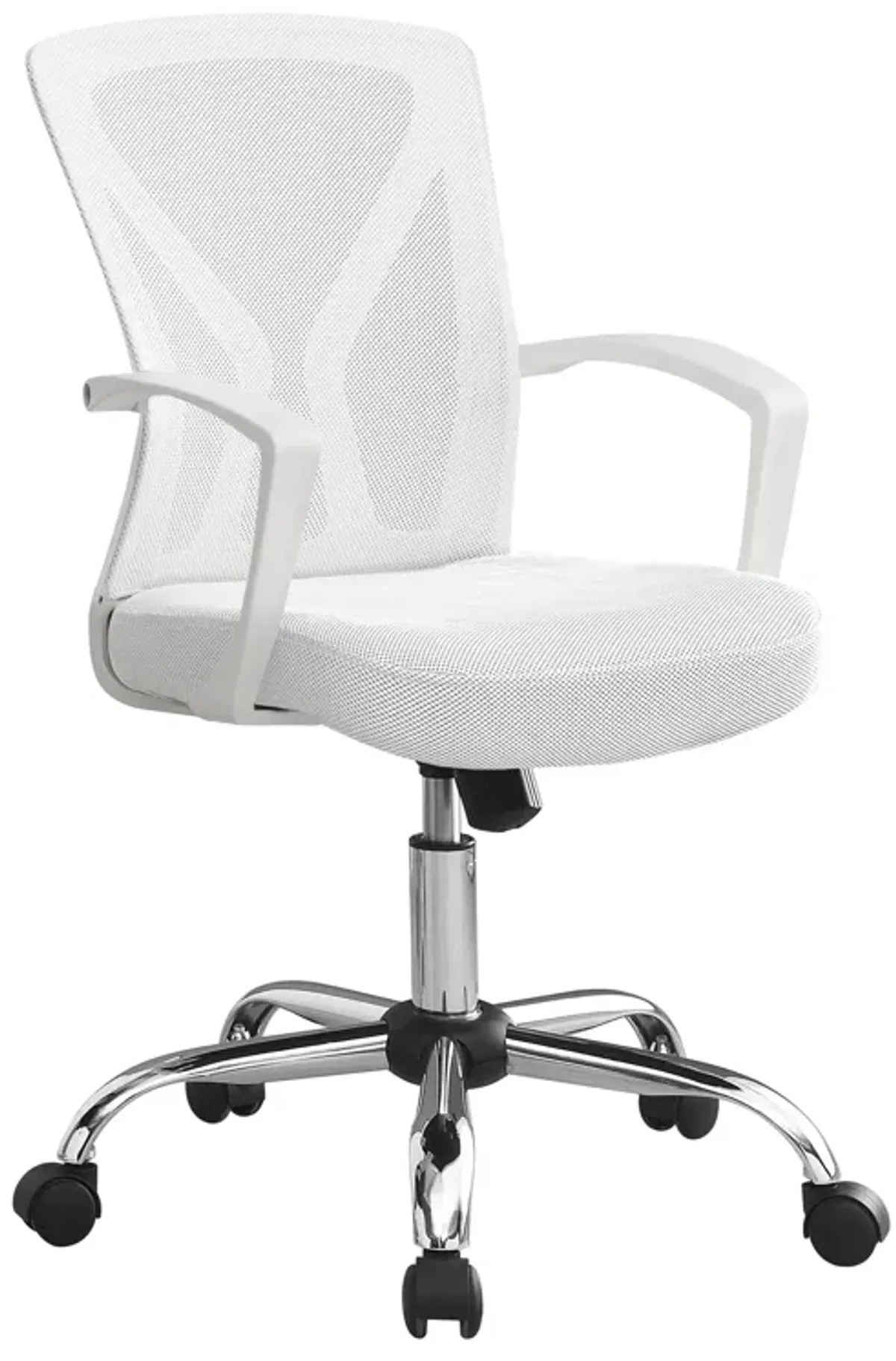 Monarch Specialties I 7462 Office Chair, Adjustable Height, Swivel, Ergonomic, Armrests, Computer Desk, Work, Metal, Fabric, White, Chrome, Contemporary, Modern