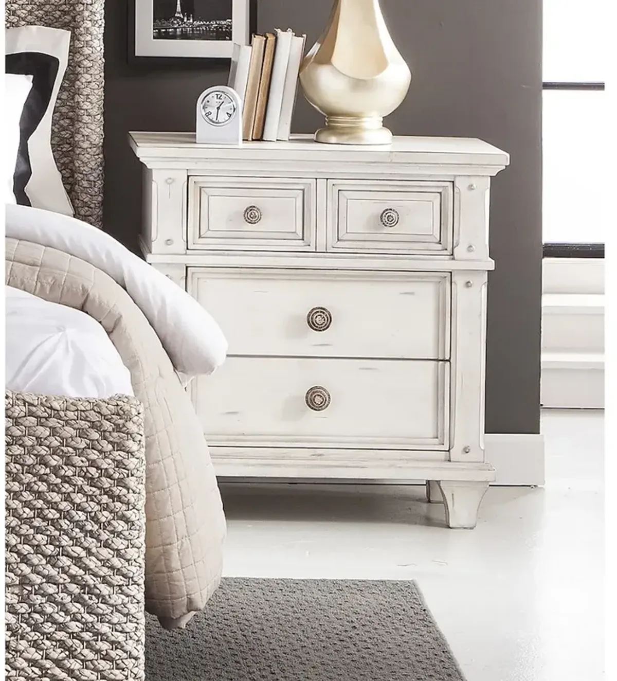 Sedona 3-Drawer Nightstand - Cobblestone White