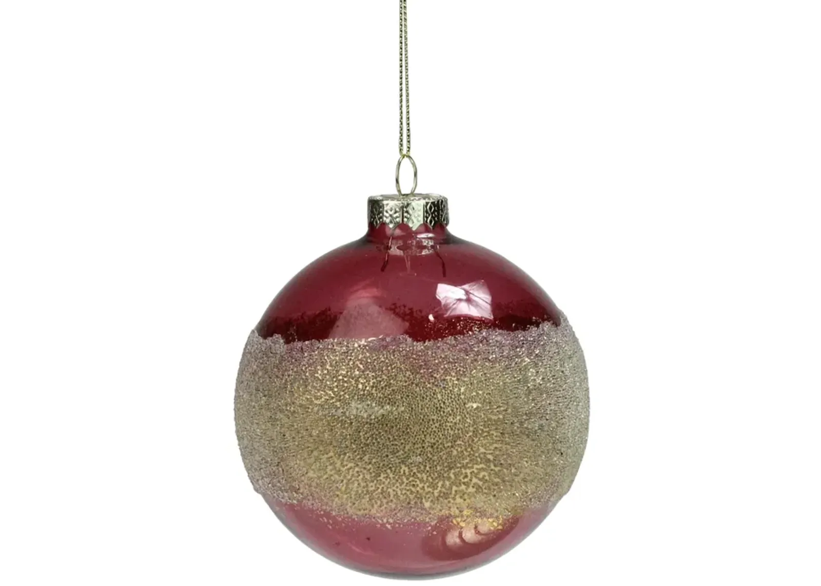 4" Pink and Gold Glitter Frosted Glass Ball Christmas Ornament