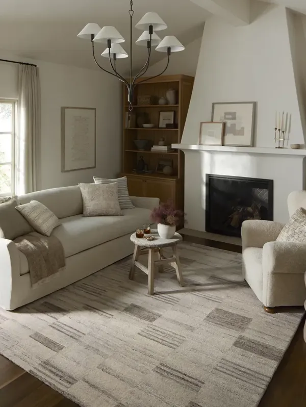 Rocky ROC-04 Ivory / Dove 2''3" x 3''9" Rug by Amber Lewis