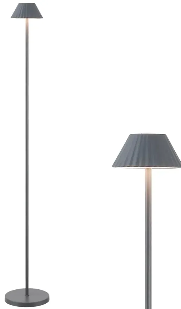 Mallory 44" Modern Minimalist Indoor/Outdoor Iron Pleated Shade Rechargeable/Cordless Dimmable Integrated LED Floor Lamp