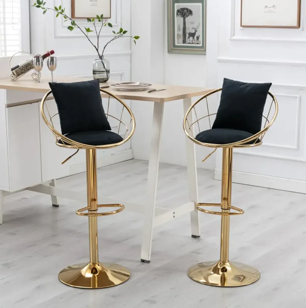 Velvet Bar Chair, Pure Plated, Unique Design, 360 Degree Height