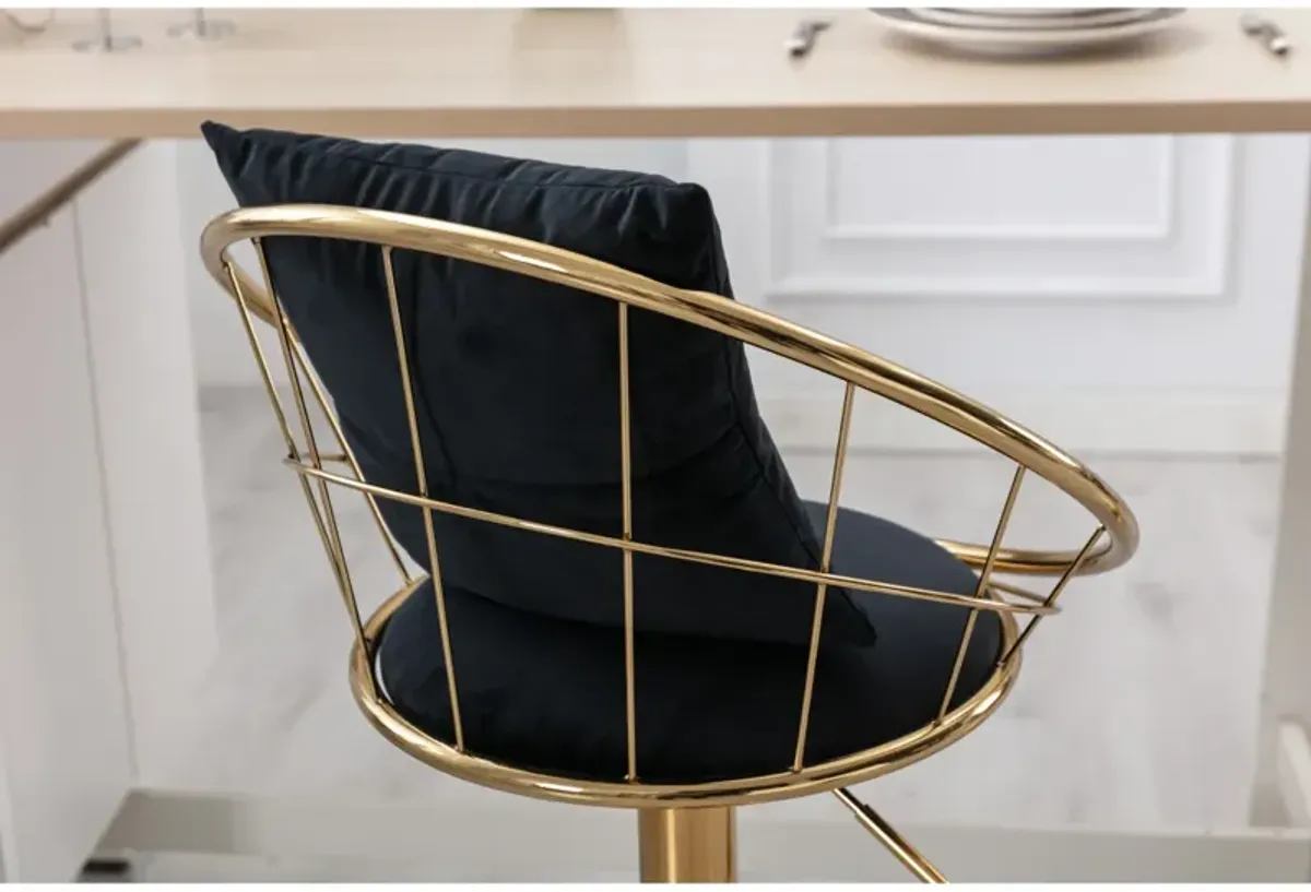 Velvet Bar Chair, Pure Plated, Unique Design, 360 Degree Height