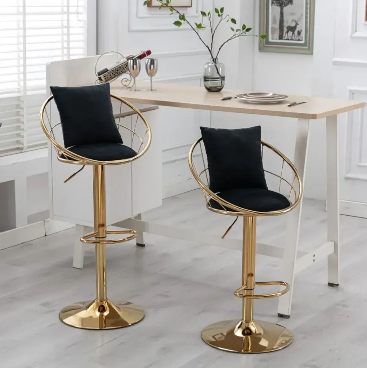 Velvet Bar Chair, Pure Plated, Unique Design, 360 Degree Height