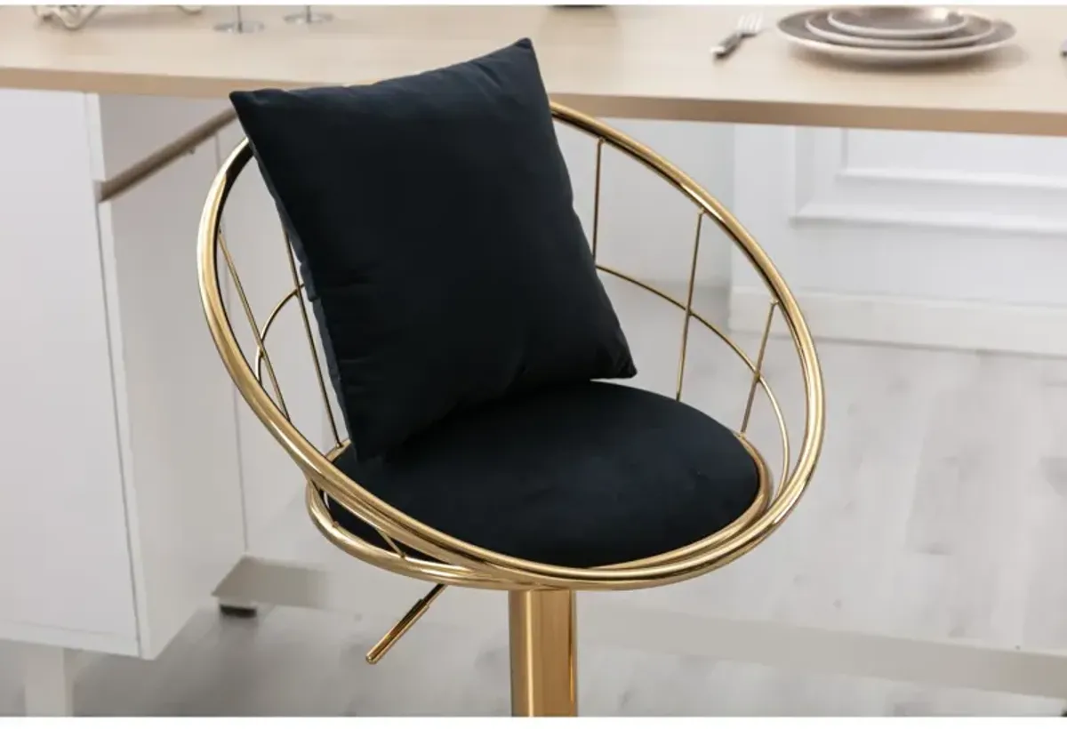 Velvet Bar Chair, Pure Plated, Unique Design, 360 Degree Height