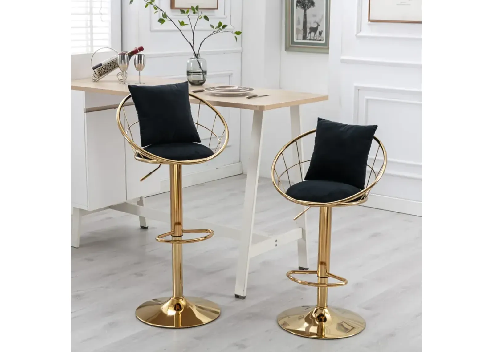 Velvet Bar Chair, Pure Plated, Unique Design, 360 Degree Height