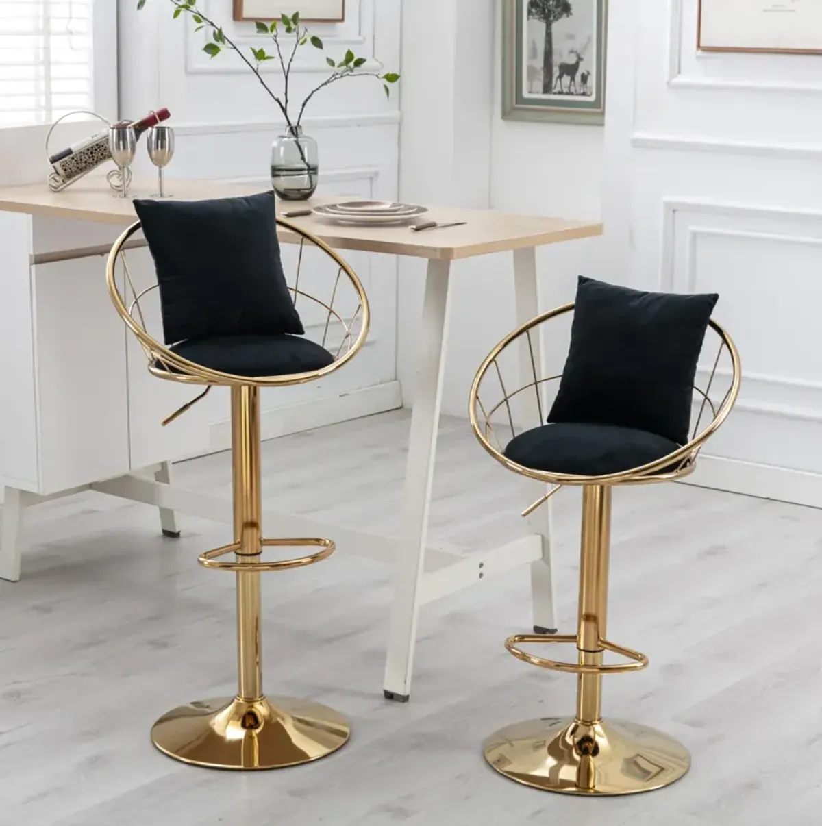 Velvet Bar Chair, Pure Plated, Unique Design, 360 Degree Height