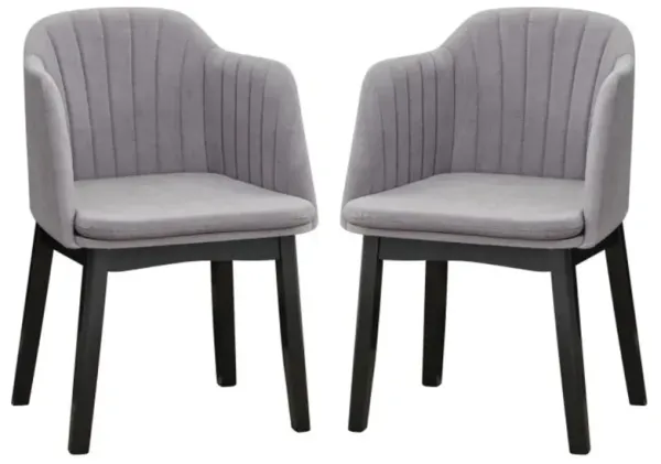 Hivvago Upholstered Velvet Accent Modern Dining Chairs Set of 2 with Curved Backrests