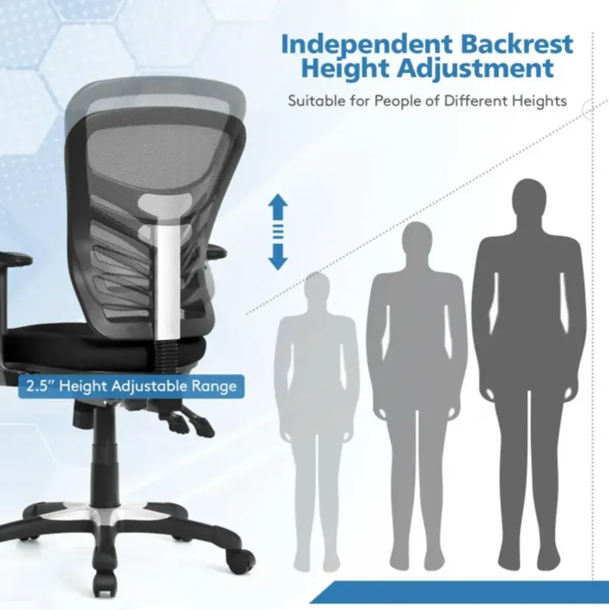 Hivvago Ergonomic Mesh Office Chair with Adjustable Back Height and Armrests