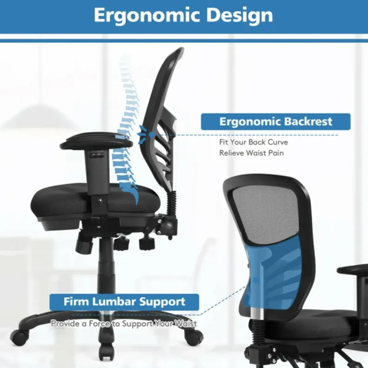 Hivvago Ergonomic Mesh Office Chair with Adjustable Back Height and Armrests