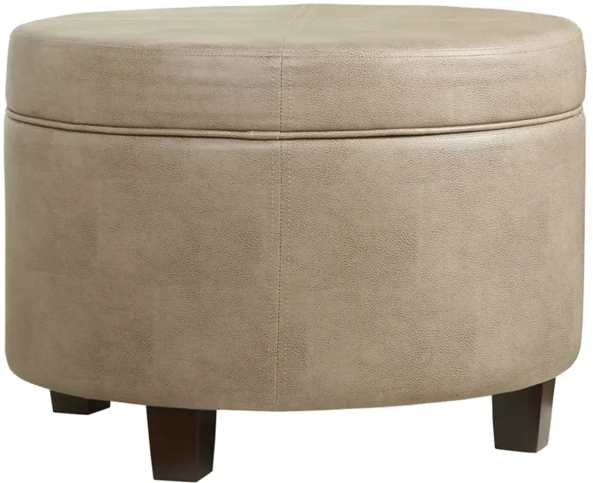 Faux Leather Upholstered Wooden Ottoman with Lift Off Lid Storage, Brown - Benzara