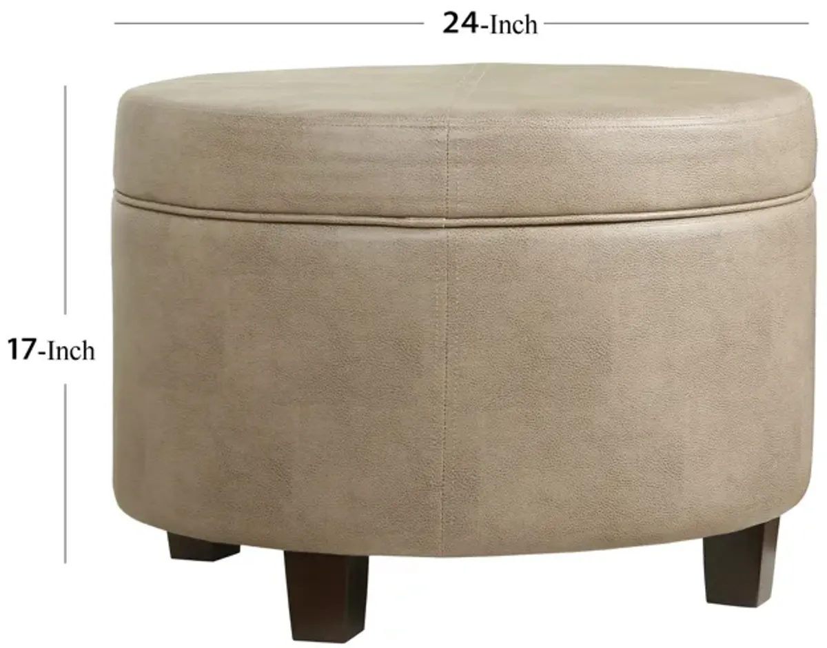 Faux Leather Upholstered Wooden Ottoman with Lift Off Lid Storage, Brown - Benzara