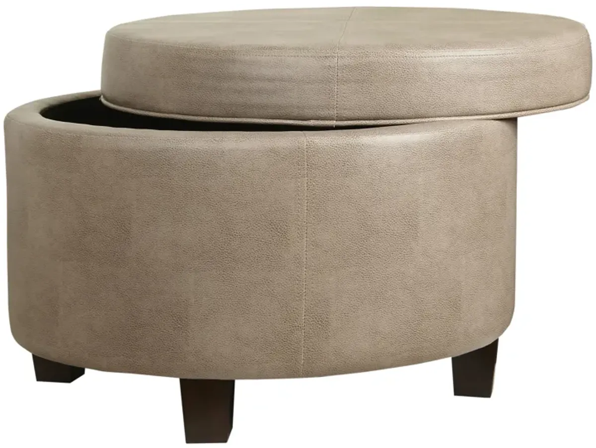 Faux Leather Upholstered Wooden Ottoman with Lift Off Lid Storage, Brown - Benzara