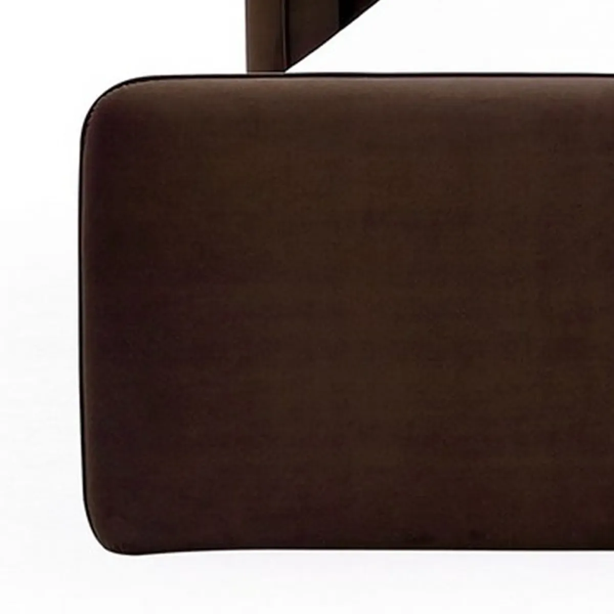 Baca Full Platform Bed, Velvet Upholstery, Wingback Headboard, Brown - Benzara