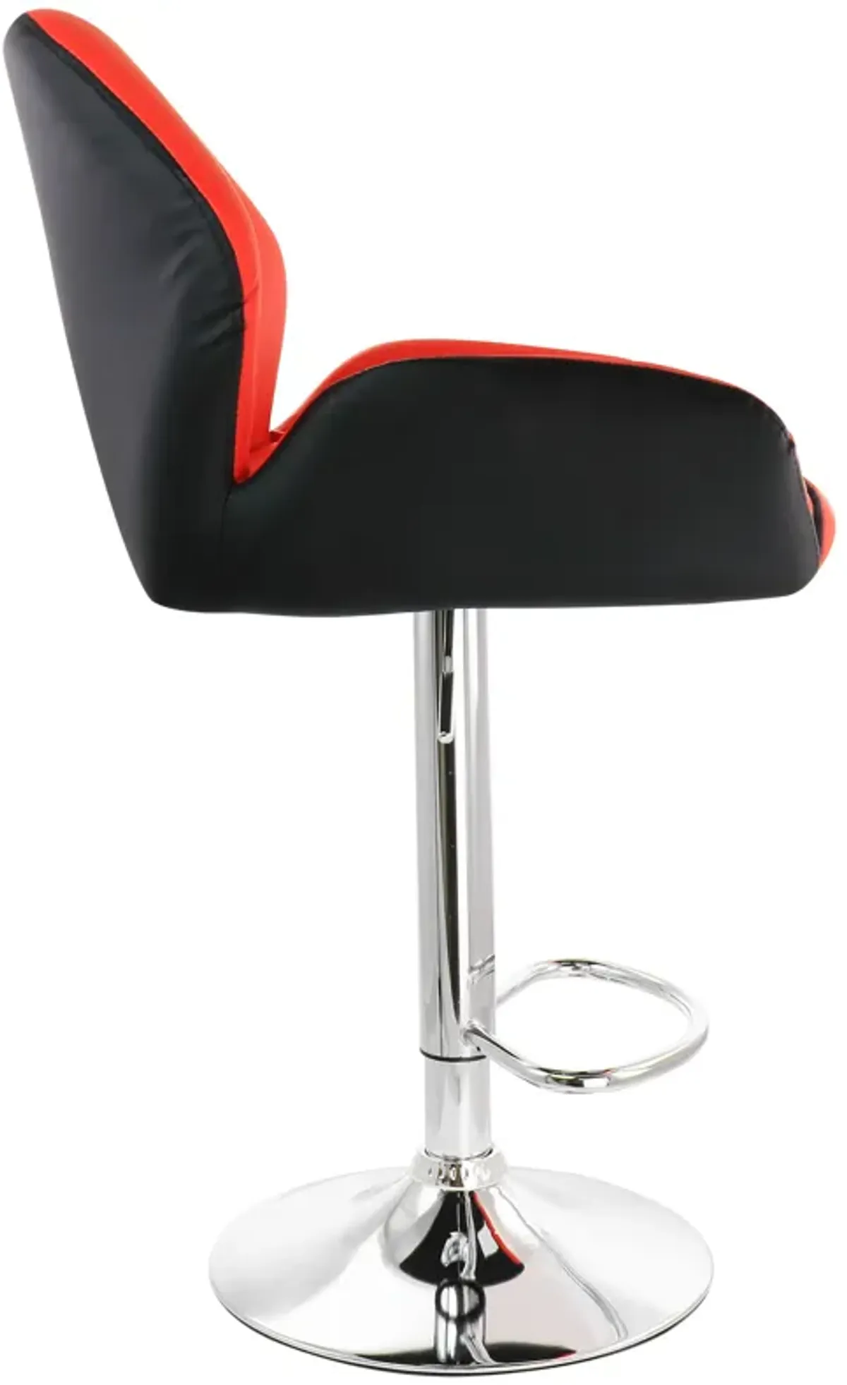 Elama 2 Piece Adjustable Faux Leather Bar Stool in Red and Black with Chrome Base