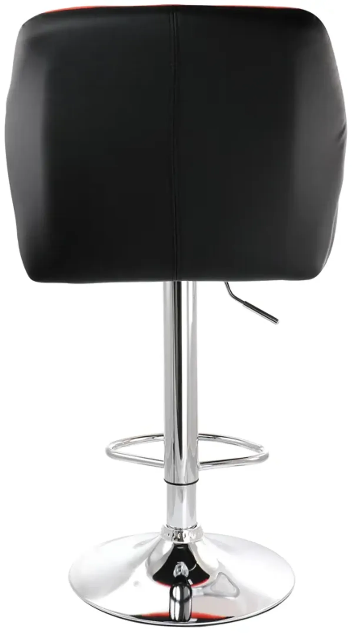 Elama 2 Piece Adjustable Faux Leather Bar Stool in Red and Black with Chrome Base