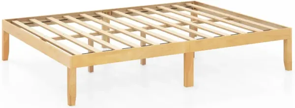 Bed Frame with Wooden Slats Support and Rubber Wood Legs for Durability and Classic Design