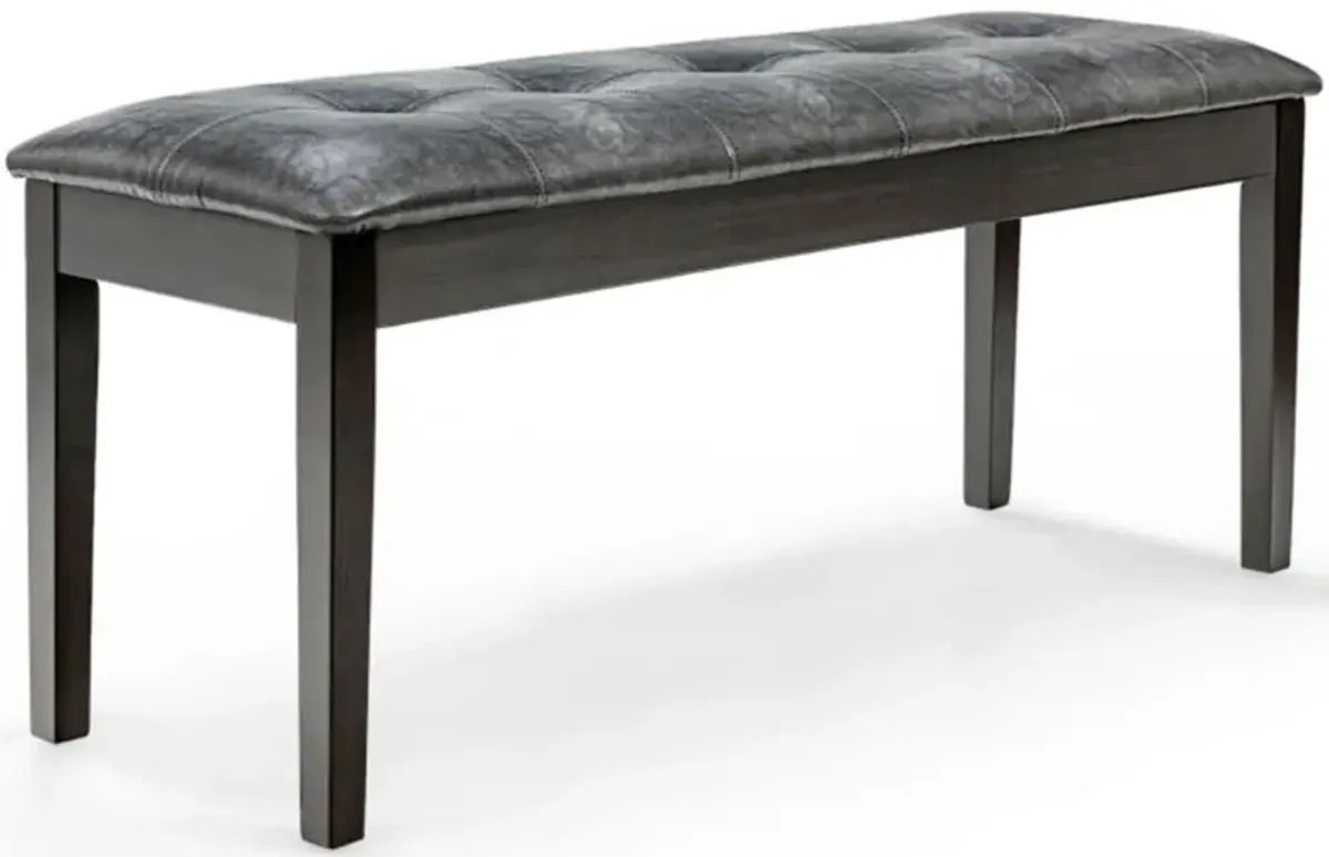 Hivvago Upholstered Dining Room PU Bench Solid Wood Button Tufted