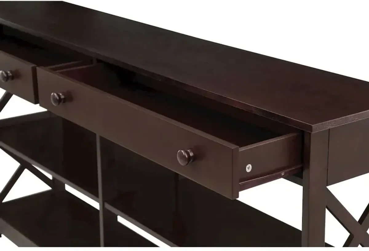 Convenience Concepts Oxford 2 Drawer 60 inch Console Table with Shelves