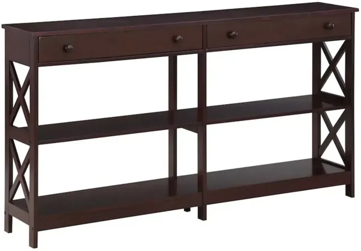 Convenience Concepts Oxford 2 Drawer 60 inch Console Table with Shelves