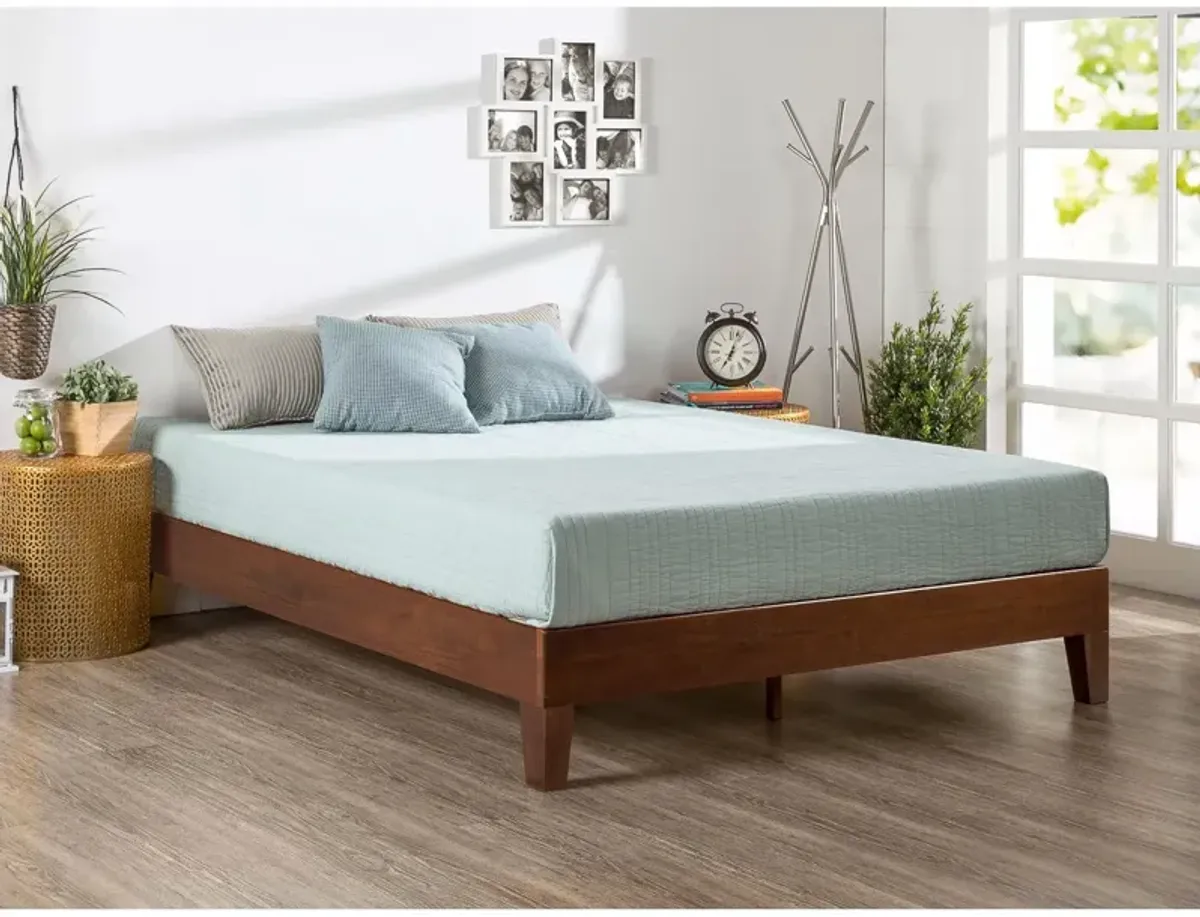 Hivvago King size Low Profile Solid Wood Platform Bed Frame in Espresso Finish