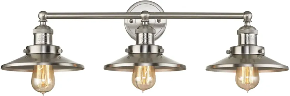 English Pub 28'' Wide 3-Light Nickel Vanity Light