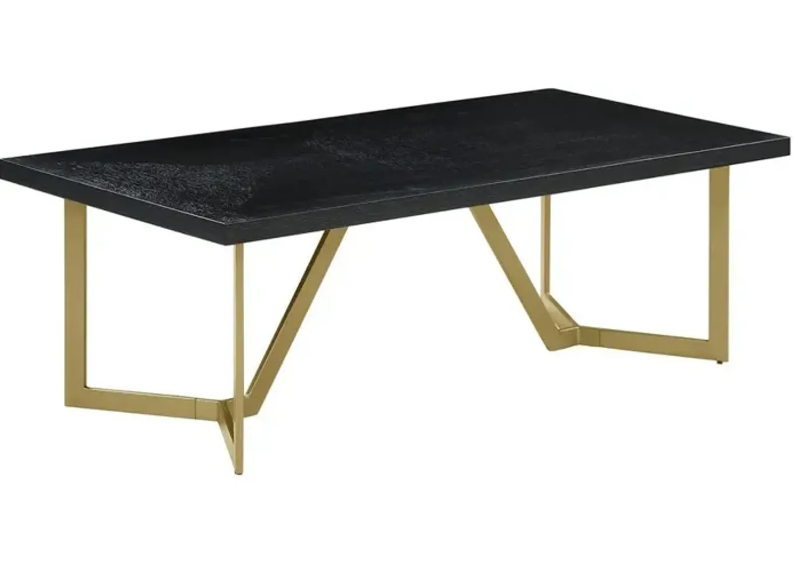 Black wood top coffee table w/ gold color iron legs