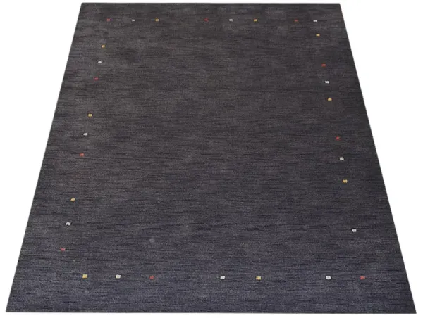 RUGSOTIC CARPETS HAND KNOTTED LOOM WOOL ECO-FRIENDLY AREA RUGS  - 6'x9', Rectangle, Charcoal Color, Contemporary Modern Design, High Pile Thick Handmade Anti Skid Rugs for Living Room (L00101)