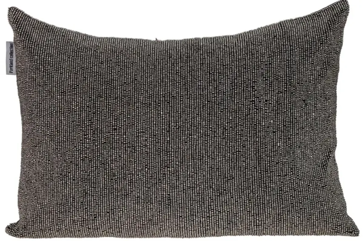 20" Gray Transitional Beaded Throw Pillow