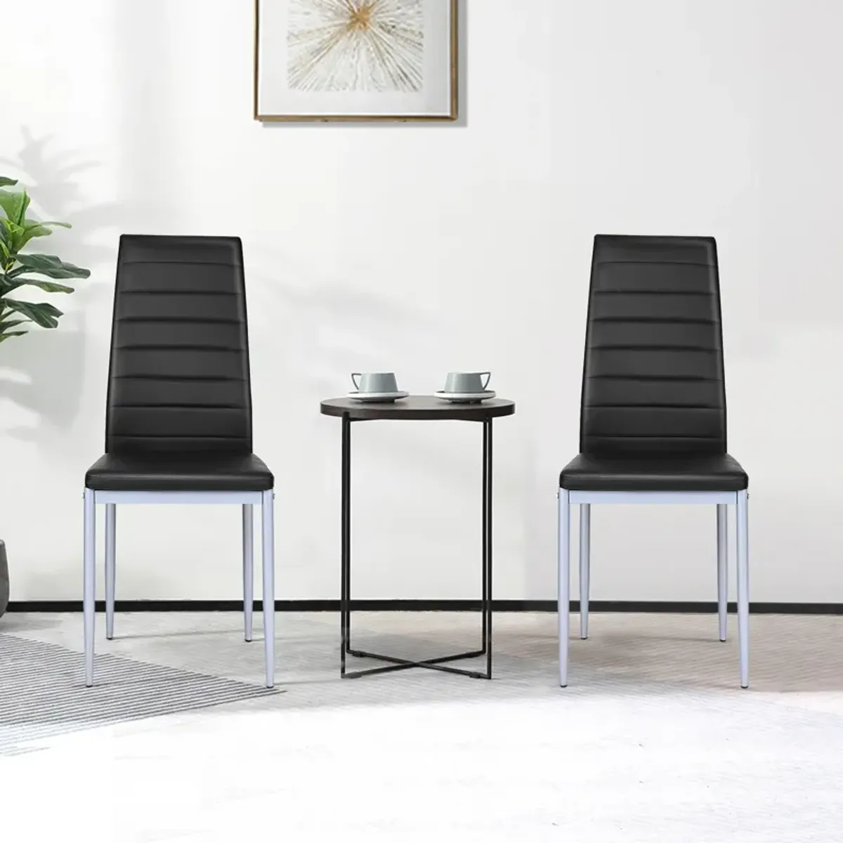 4 pcs PVC Leather Dining Side Chairs Elegant Design