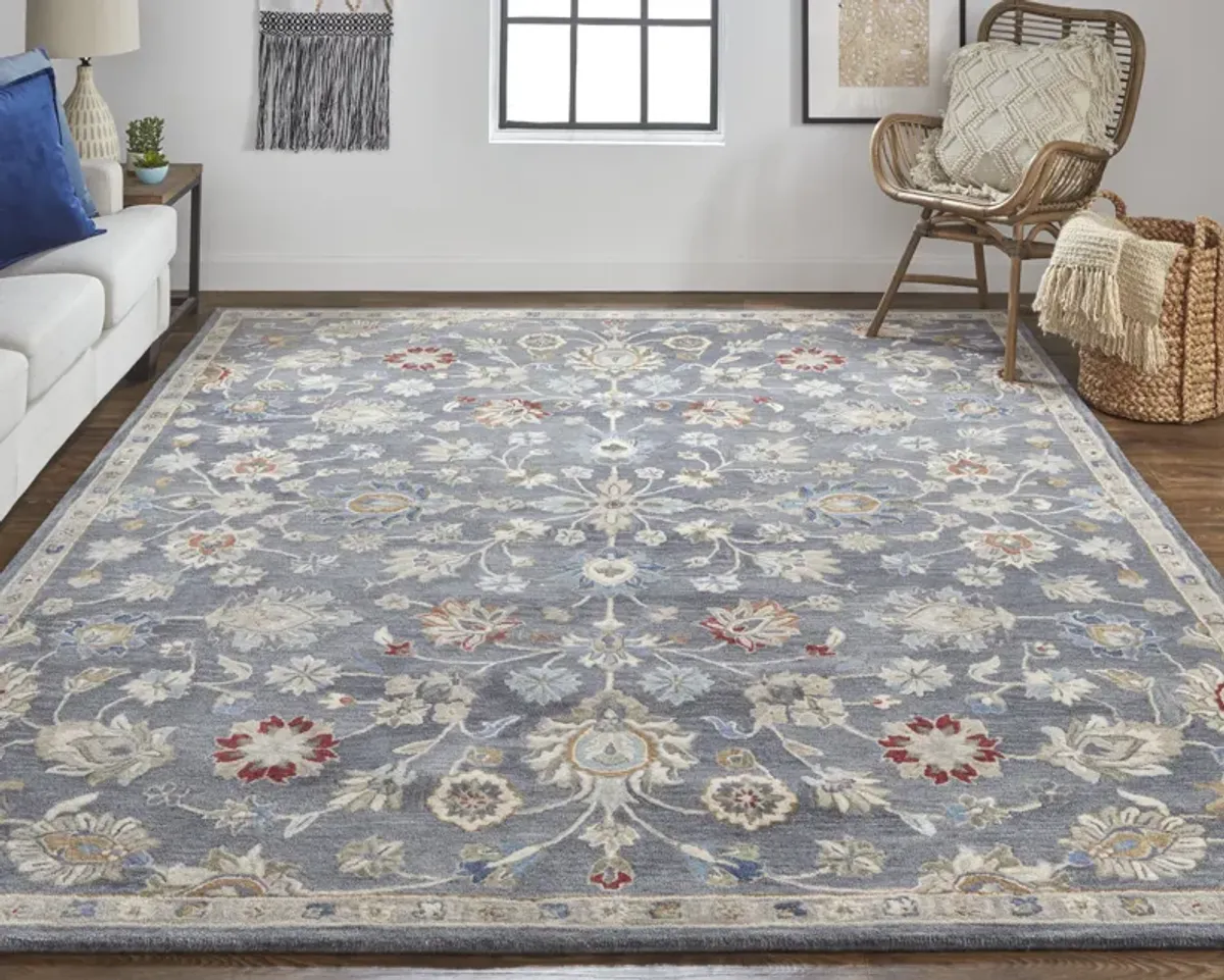 Rylan 8639F Gray/Ivory/Red 5' x 8' Rug