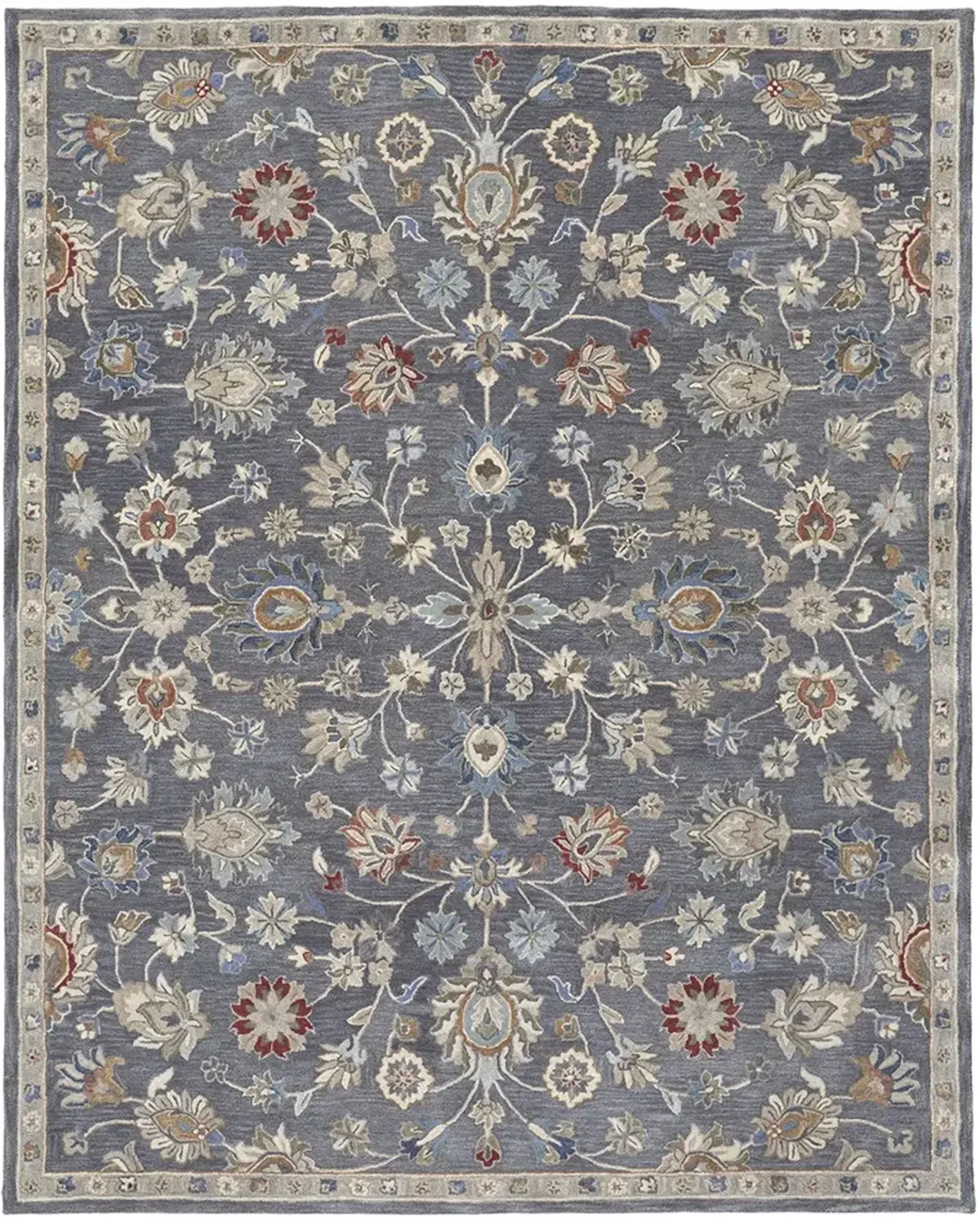 Rylan 8639F Gray/Ivory/Red 5' x 8' Rug