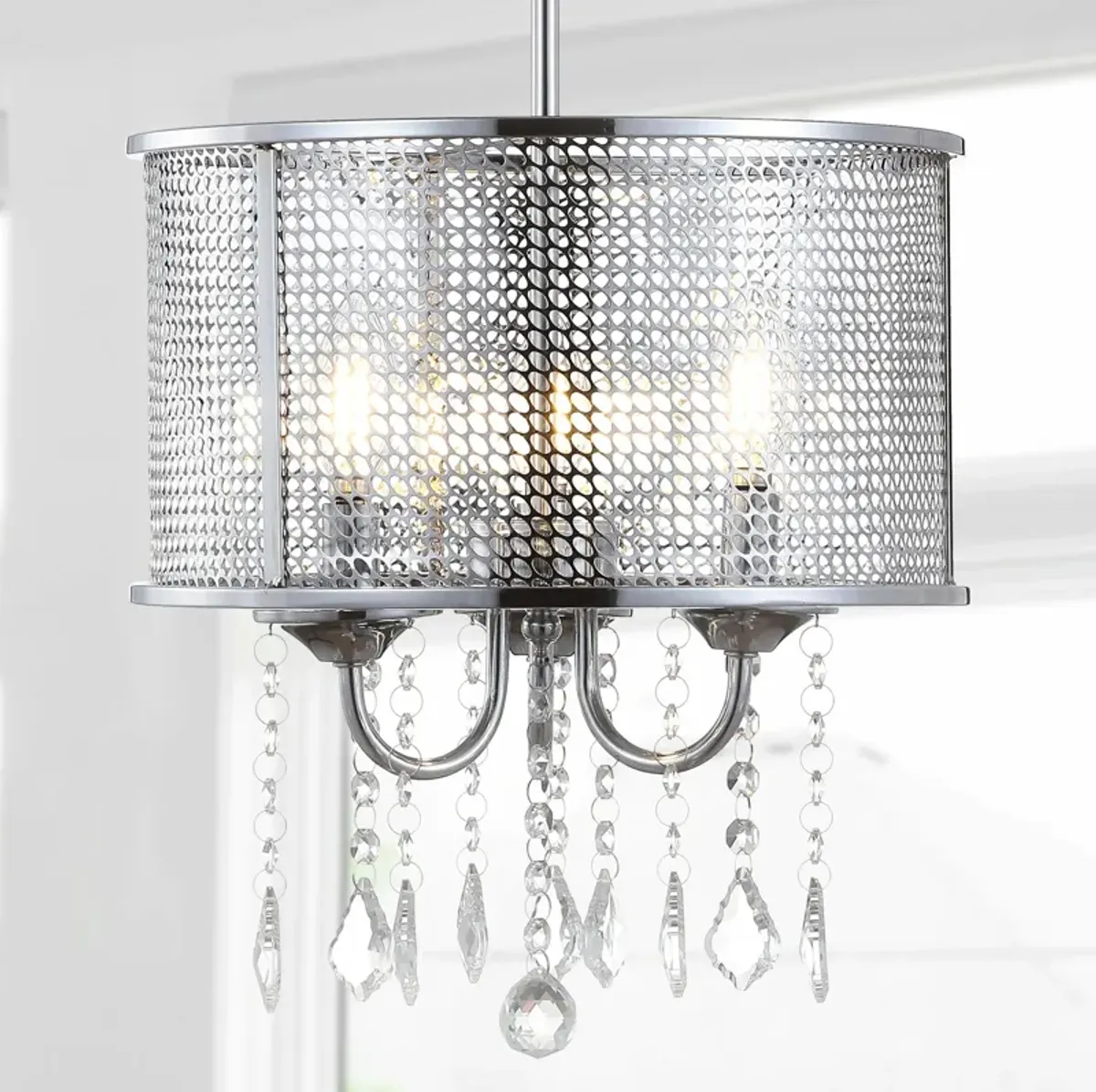 Avah Metal/Crystal Adjustable LED Drop Chandelier