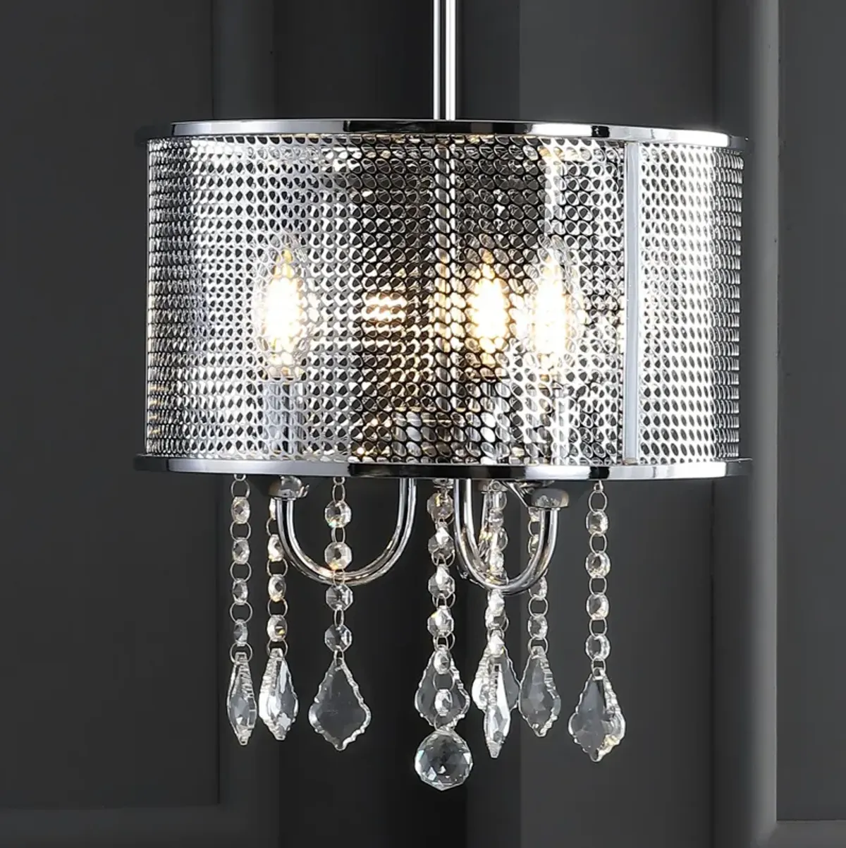 Avah Metal/Crystal Adjustable LED Drop Chandelier