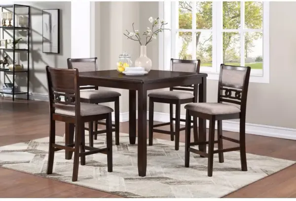 New Classic Furniture Furniture Gia 5-Piece Transitional Wood Counter Set in Cherry
