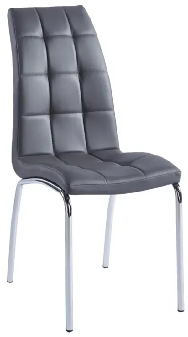 Modern Lattice Design Leatherette Dining Chair With Silver Metal Legs Set Of 4