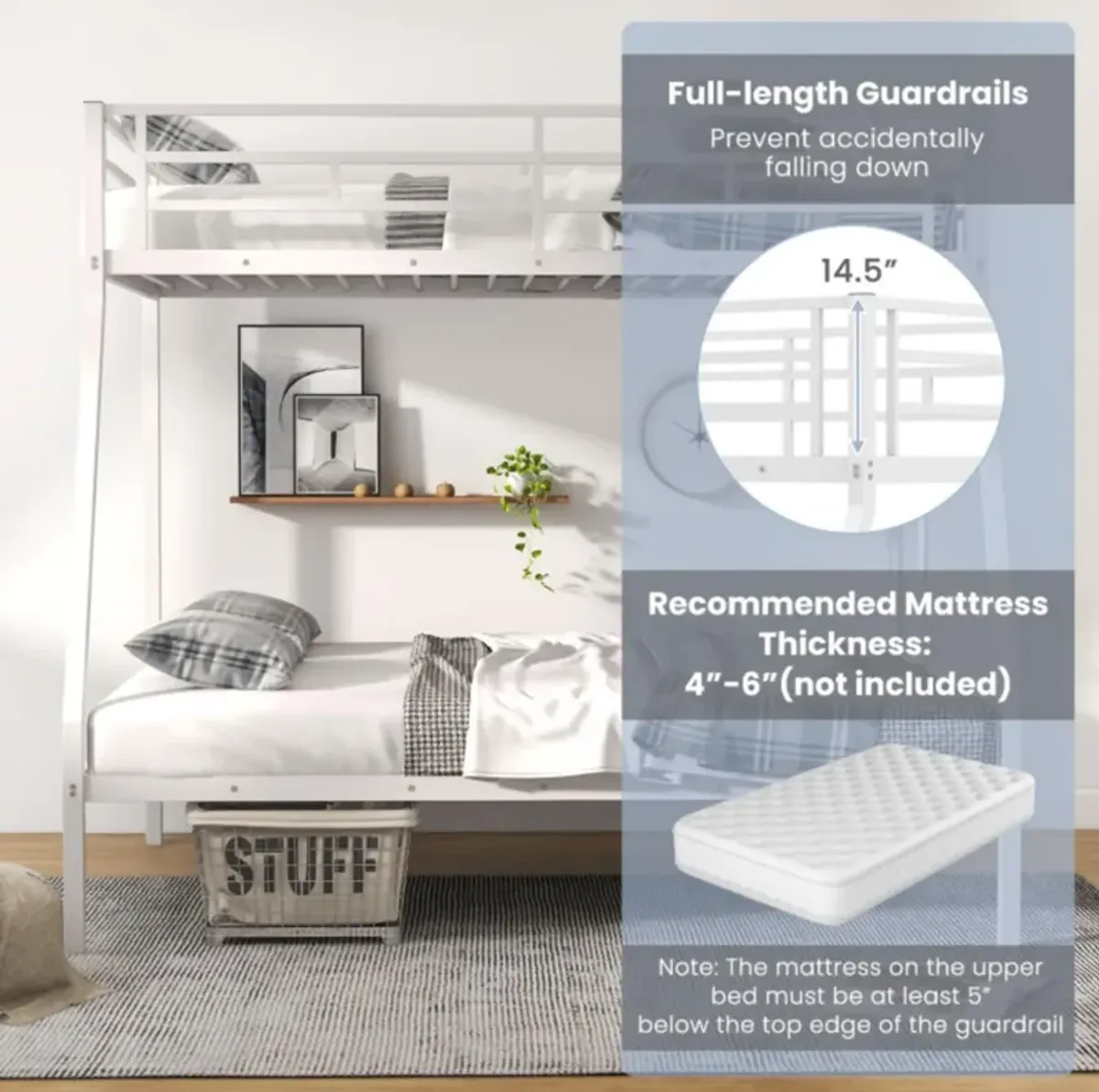 Hivvago Space-saving Metal Slatted Bed Frame for Teens and Adults Noise-free No Box Spring Needed