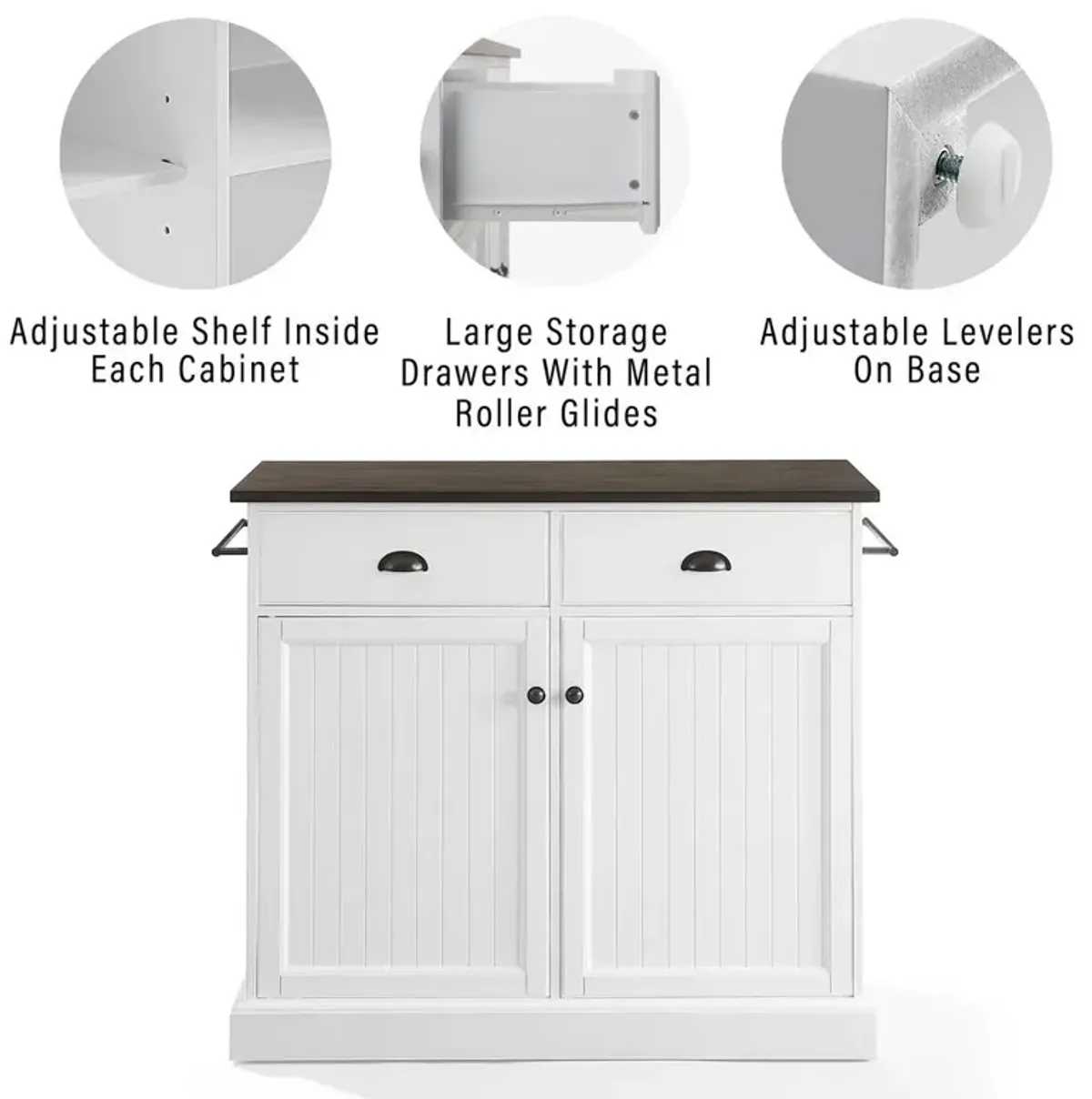 Shoreline Kitchen Island White/Dark Brown