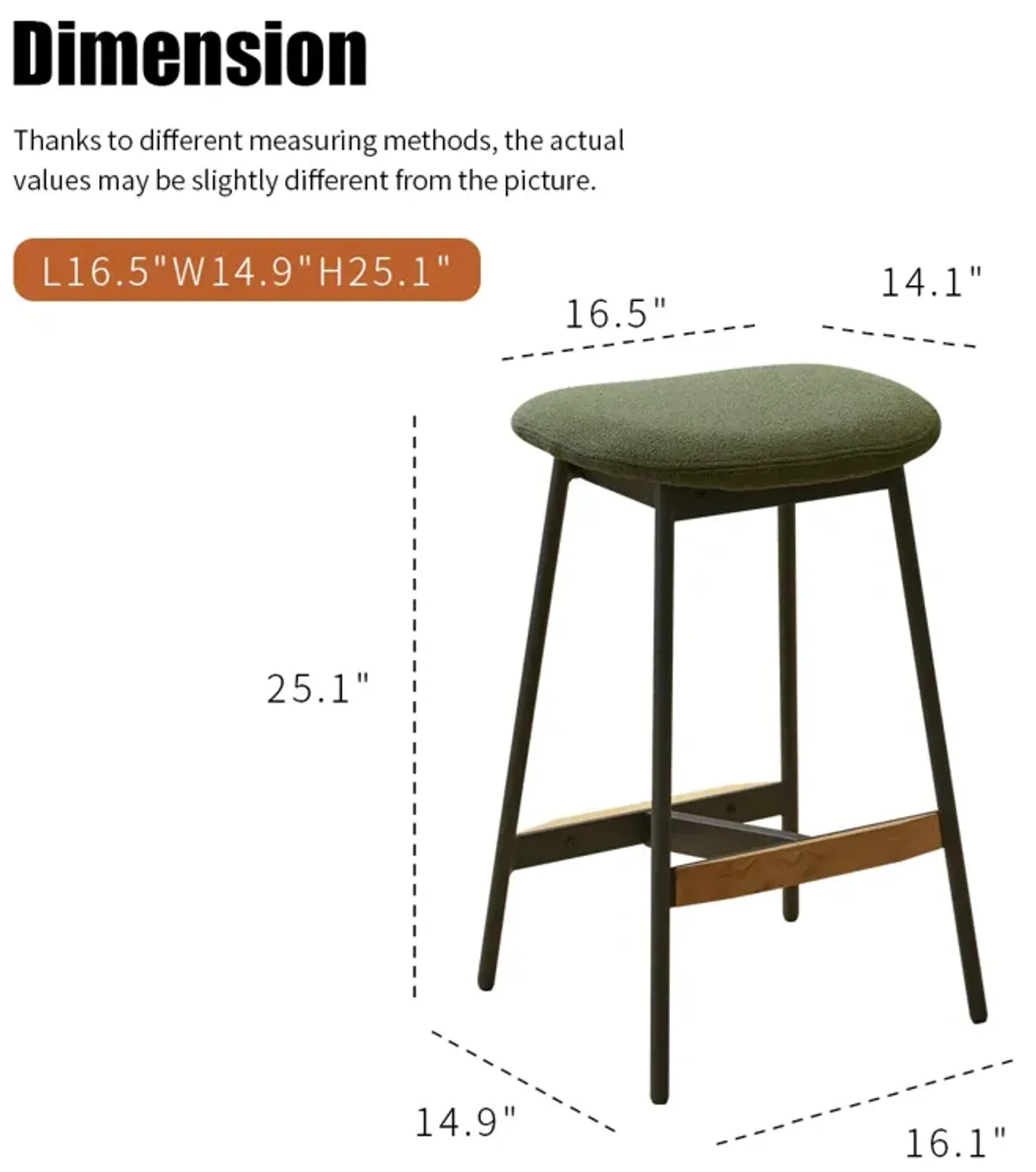 Stylish Modern Set of 2 Upholstered Bar Stools