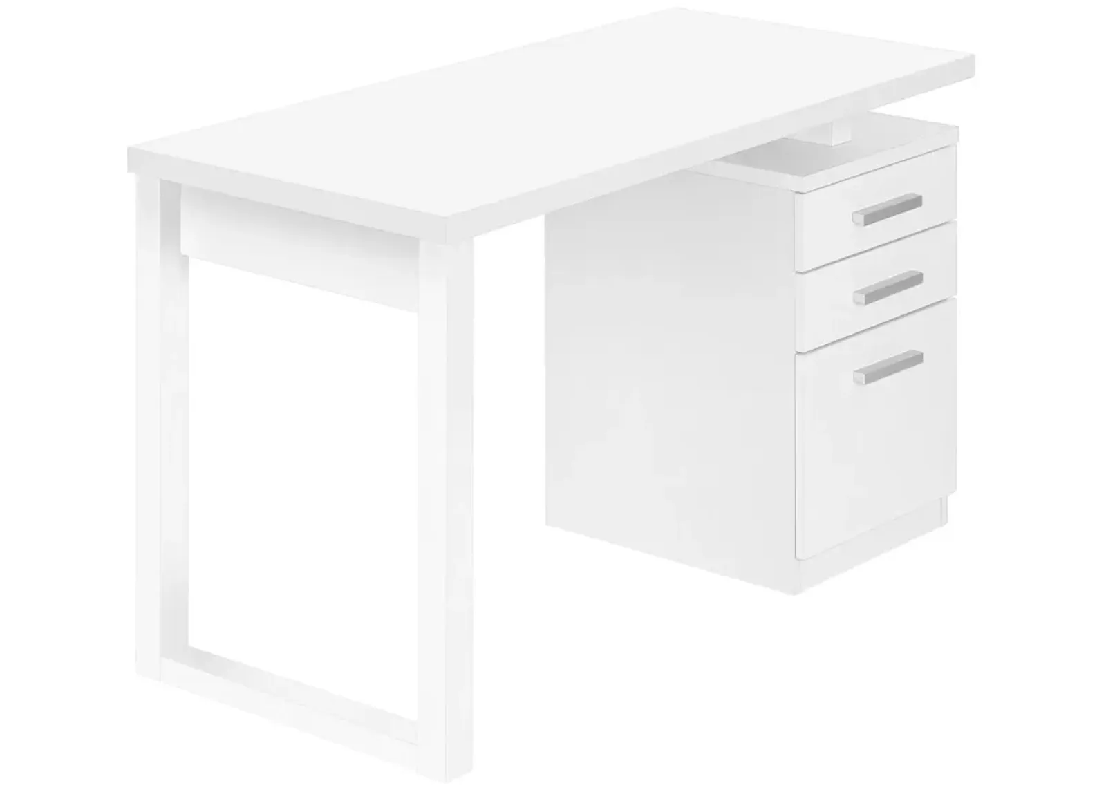 Monarch Specialties I 7690 Computer Desk, Home Office, Laptop, Left, Right Set-up, Storage Drawers, 48"L, Work, Laminate, White, Contemporary, Modern