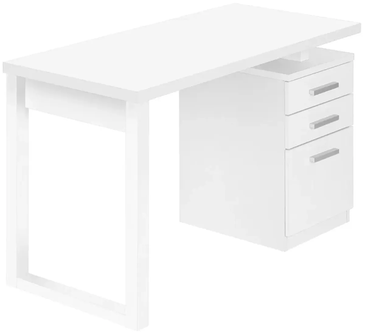 Monarch Specialties I 7690 Computer Desk, Home Office, Laptop, Left, Right Set-up, Storage Drawers, 48"L, Work, Laminate, White, Contemporary, Modern