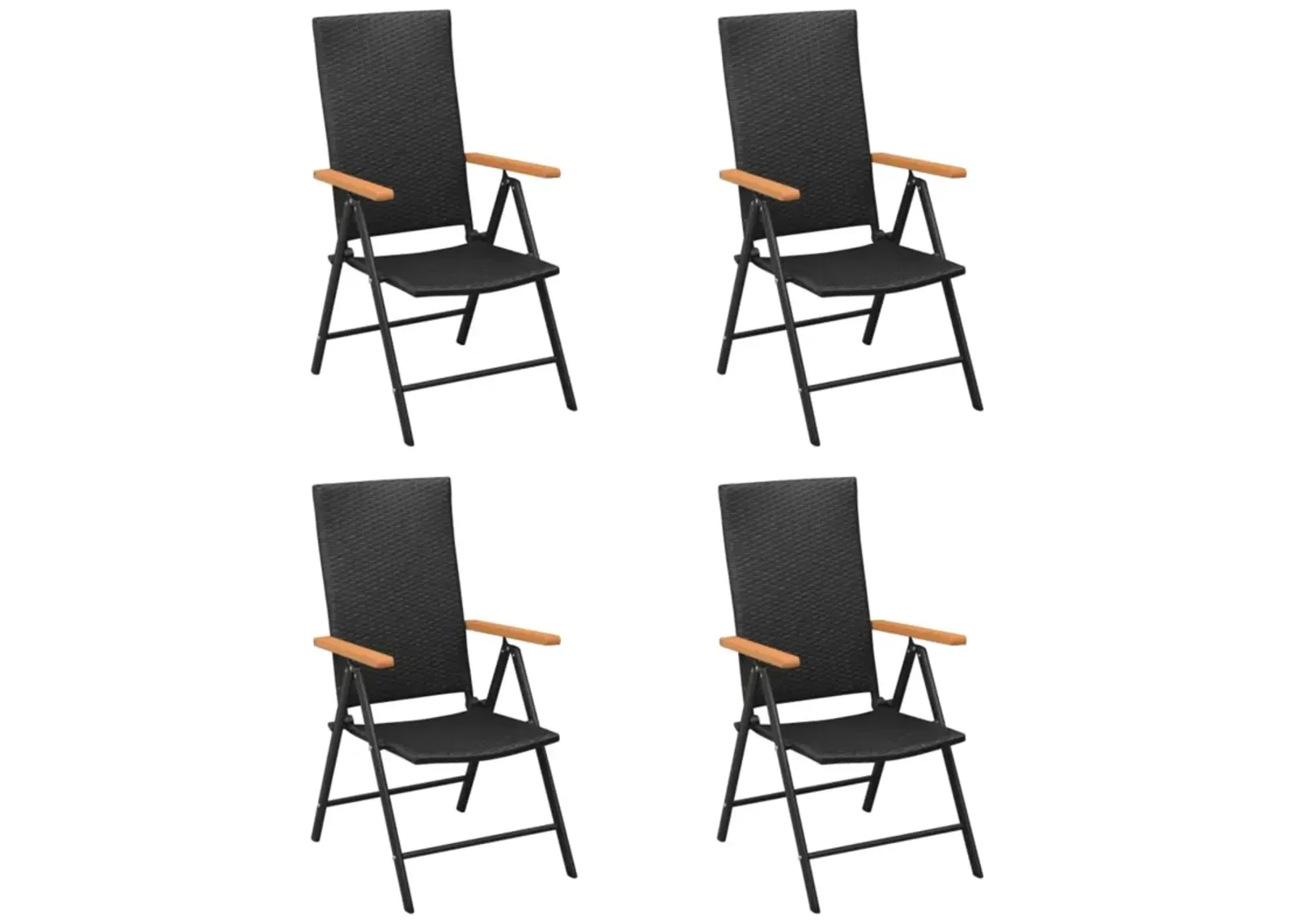 vidaXL Garden Chairs 4 pcs Poly Rattan Black