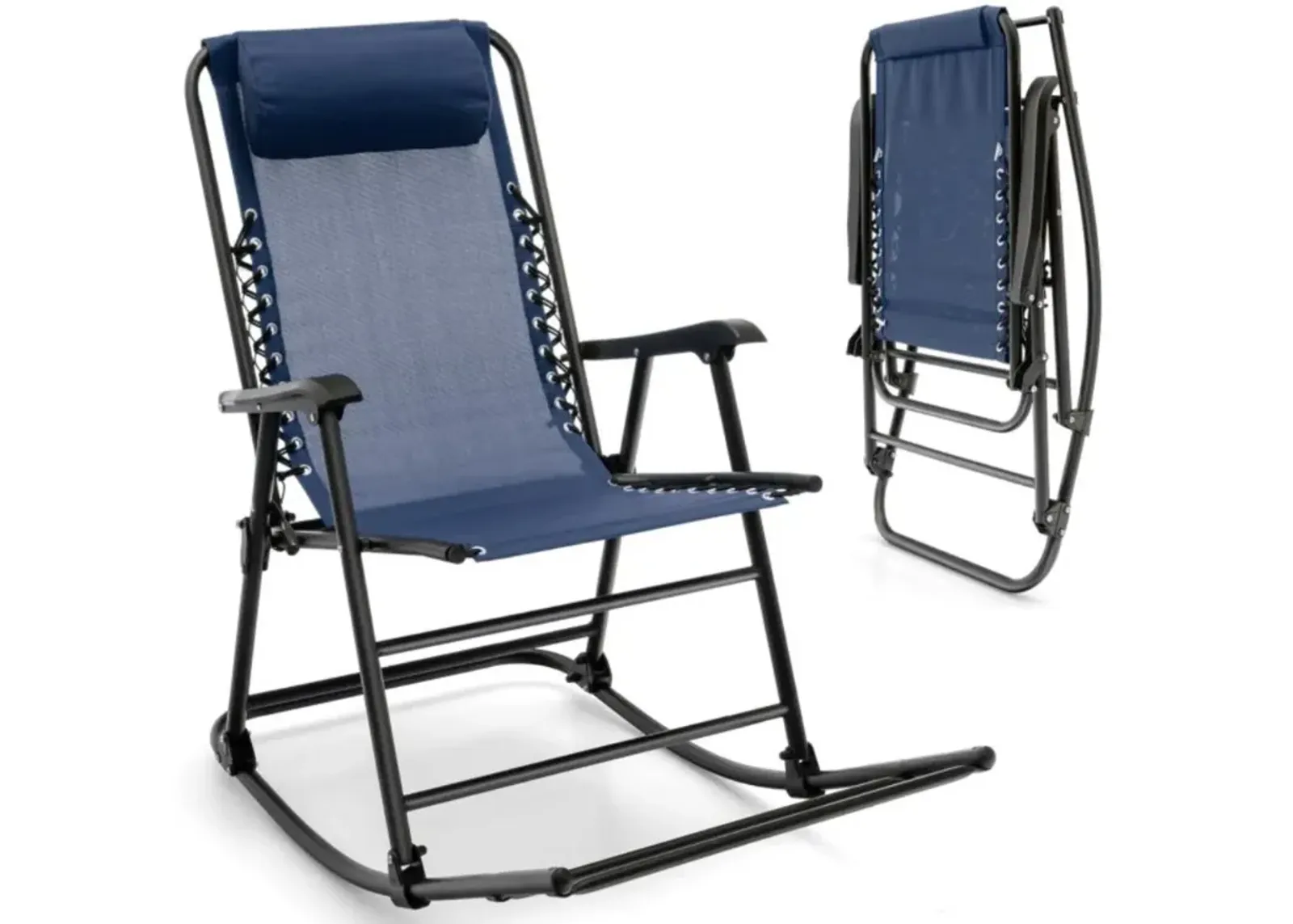 Hivvago Outdoor Patio Camping Lightweight Folding Rocking Chair with Footrest