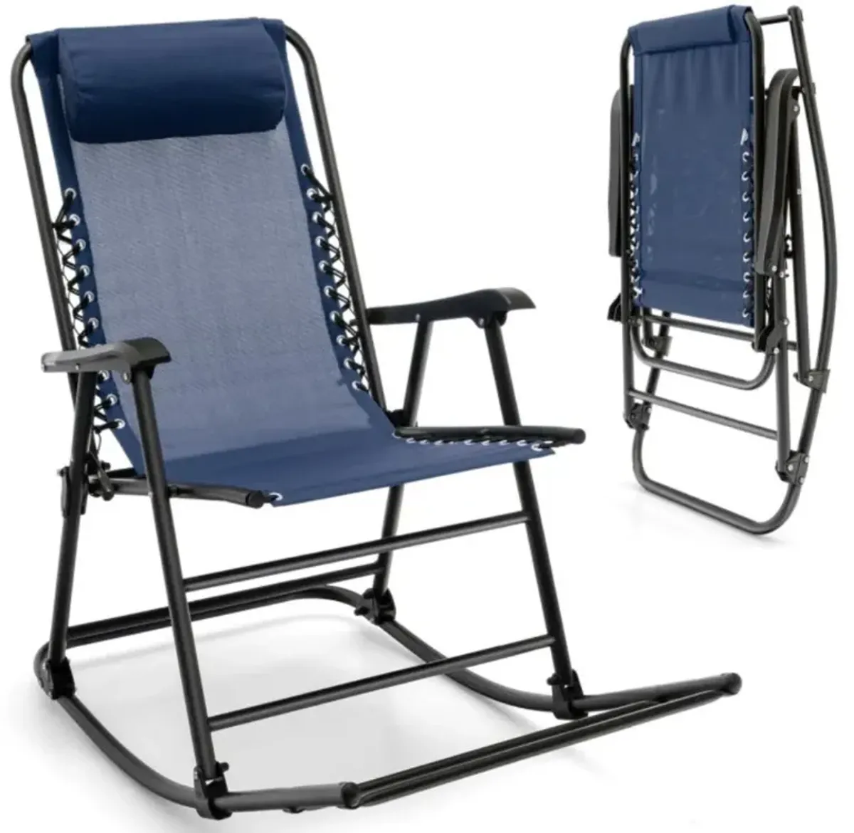 Hivvago Outdoor Patio Camping Lightweight Folding Rocking Chair with Footrest