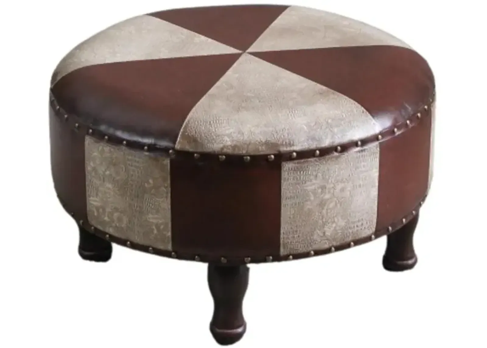 Medium Round Faux Leather Stool