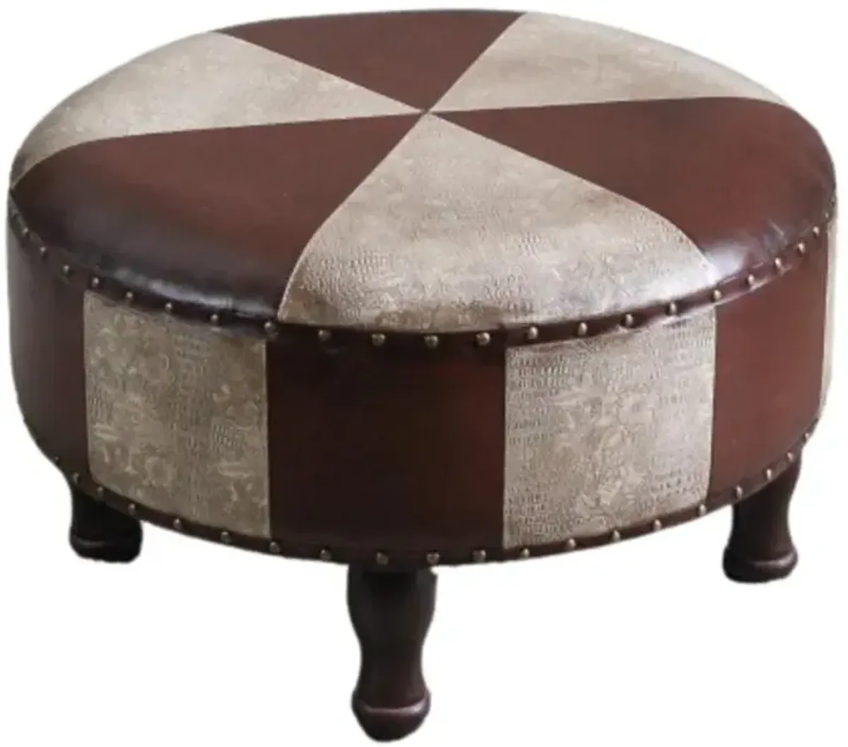 Medium Round Faux Leather Stool