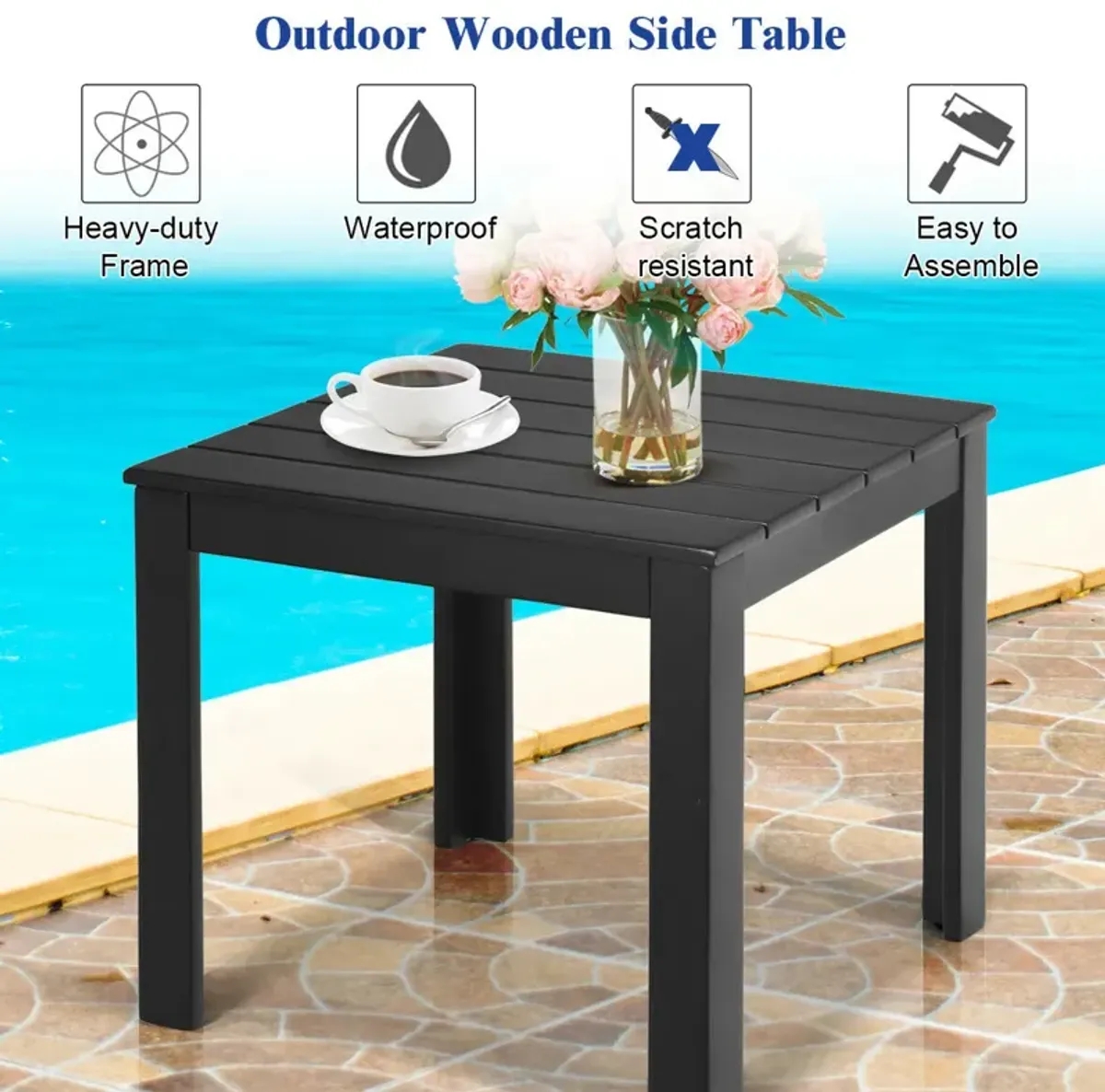 Wooden Square Patio Coffee Bistro Table