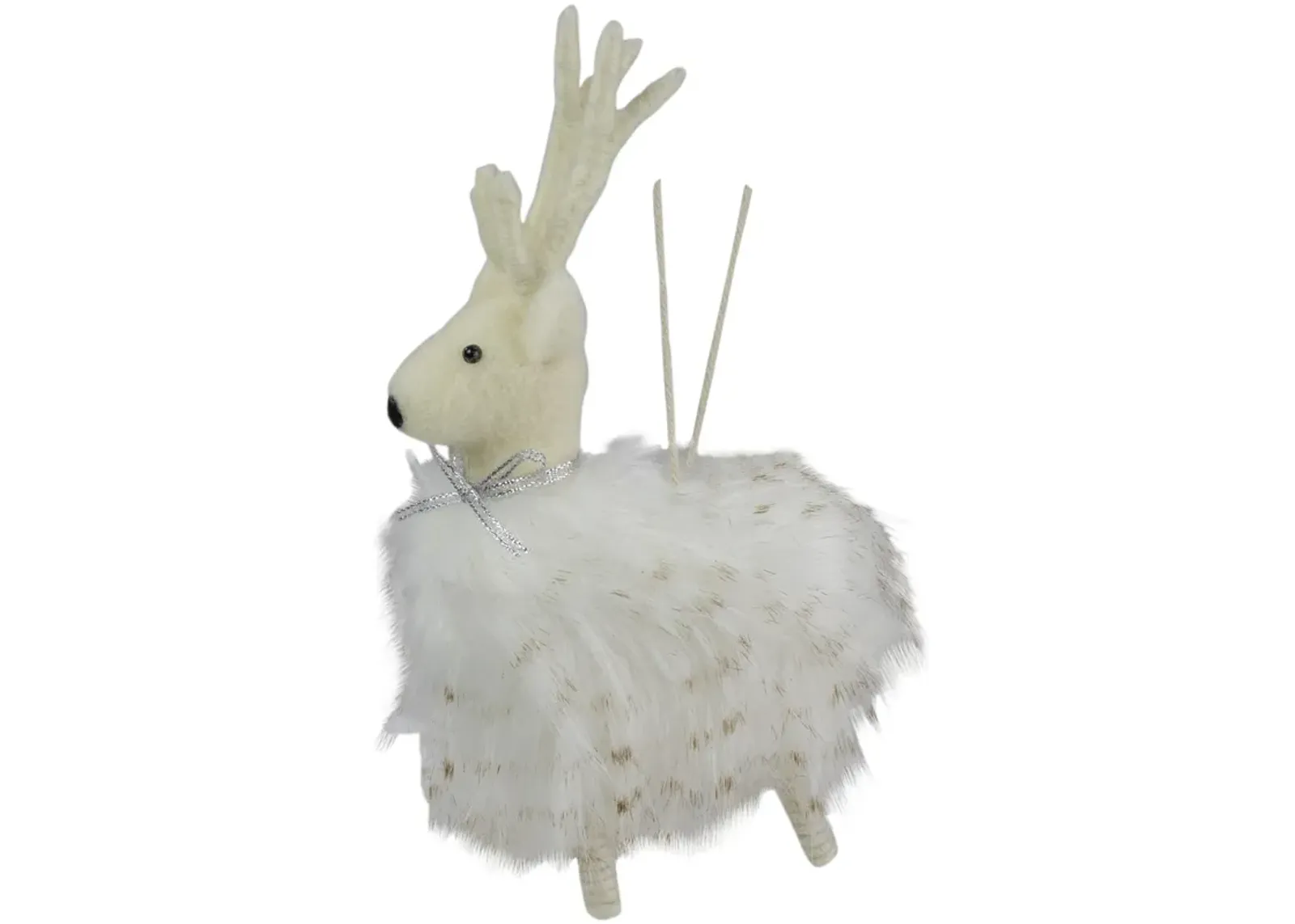 8" White and Beige Reindeer Christmas Ornament